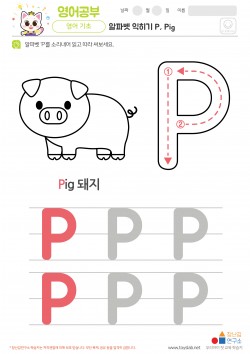 알파벳 익히기 P, Pig 학습지