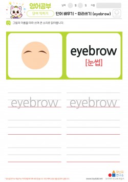 단어 배우기 - 따라쓰기 (eyebrow) 학습지