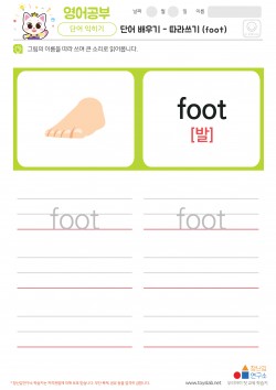 단어 배우기 - 따라쓰기 (foot) 학습지